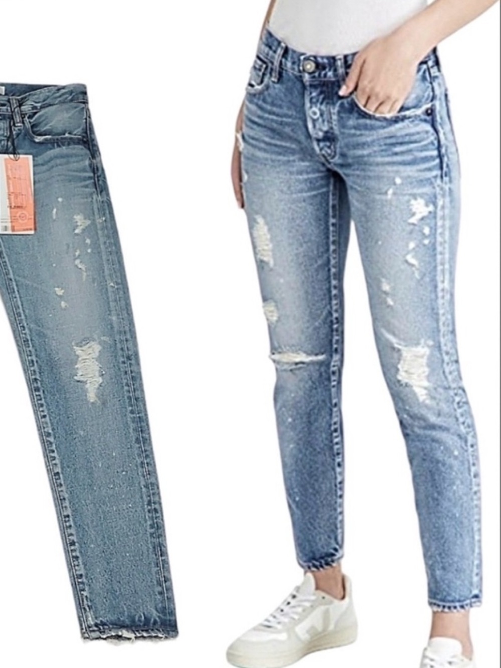 Moussy Vintage Aberdeen
Tapered Blue Distressed Button
Fly Jeans size 25